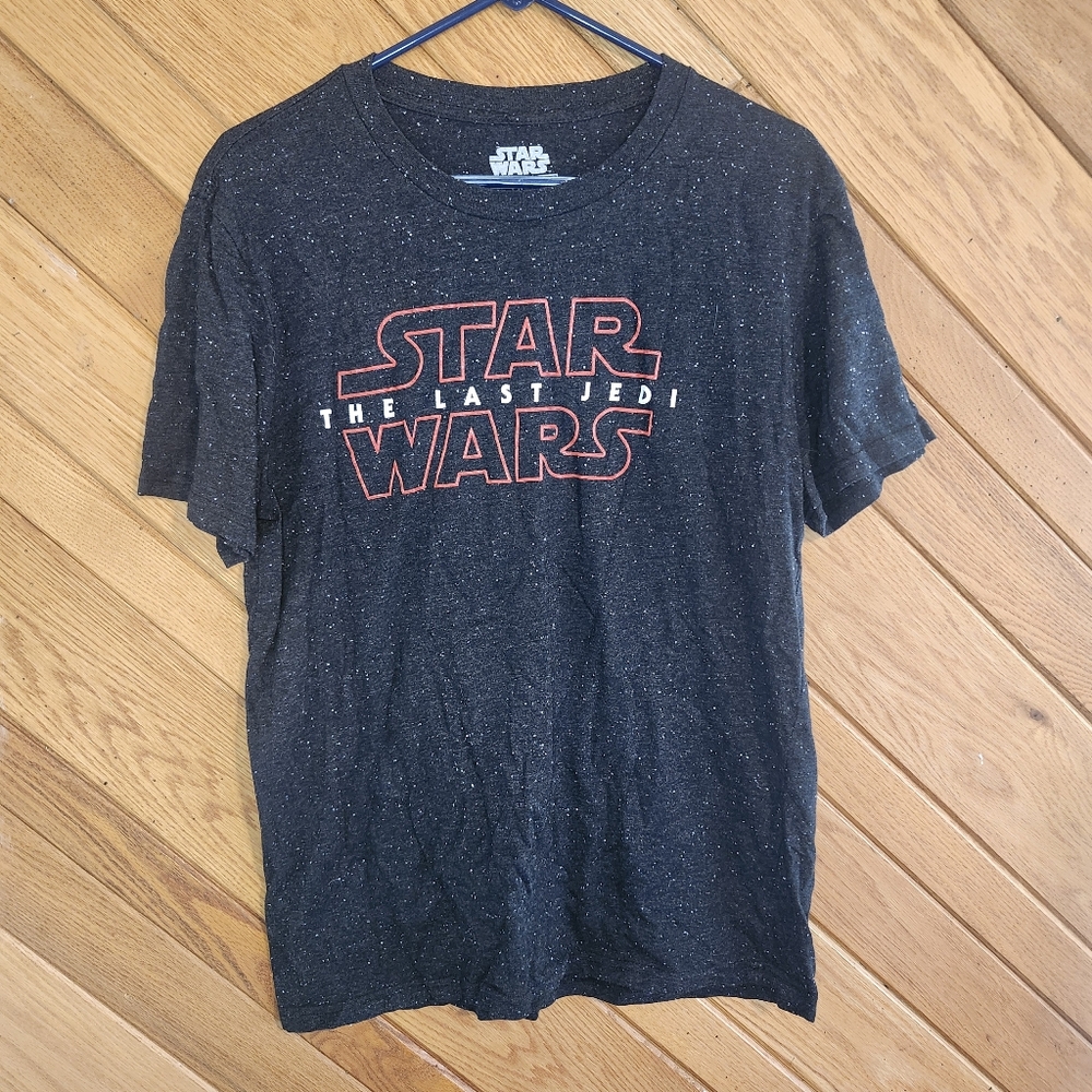 Star Wars The Last Jedi Black XL Textured Stars Puffy Paint Logo Movie T-Shirt